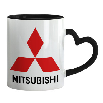 mitsubishi, Mug heart black handle, ceramic, 330ml