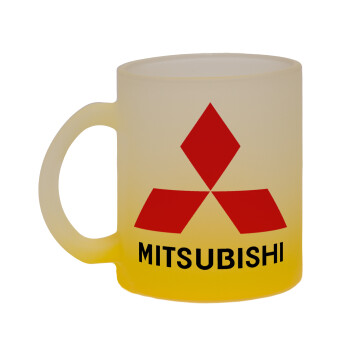 mitsubishi, Κούπα γυάλινη δίχρωμη με βάση το κίτρινο ματ, 330ml