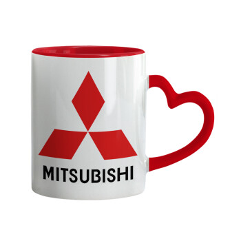 mitsubishi, Mug heart red handle, ceramic, 330ml