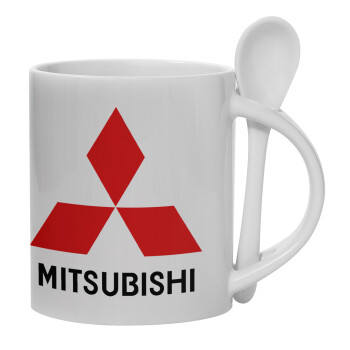 mitsubishi, Ceramic coffee mug with Spoon, 330ml (1pcs)