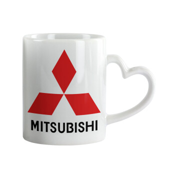 mitsubishi, Κούπα καρδιά χερούλι λευκή, κεραμική, 330ml