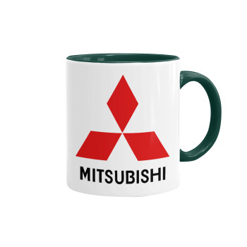 mitsubishi, Mug colored green, ceramic, 330ml