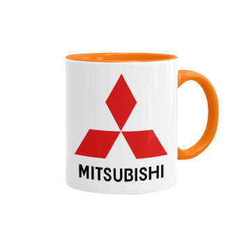 mitsubishi, Mug colored orange, ceramic, 330ml