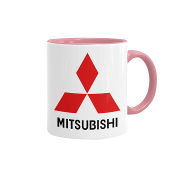 mitsubishi, Mug colored pink, ceramic, 330ml