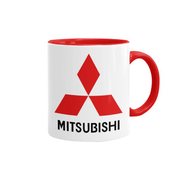 mitsubishi, Mug colored red, ceramic, 330ml