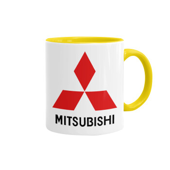 mitsubishi, Mug colored yellow, ceramic, 330ml