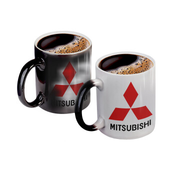 mitsubishi, Color changing magic Mug, ceramic, 330ml when adding hot liquid inside, the black colour desappears (1 pcs)