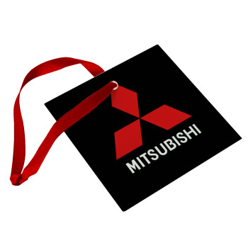 mitsubishi, Χριστουγεννιάτικο στολίδι γυάλινο τετράγωνο 9x9cm