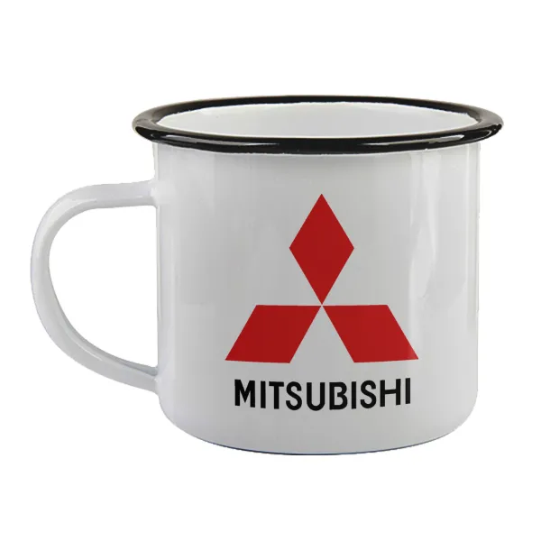 mitsubishi — Enamel mug with black rim, 360ml