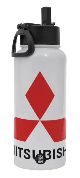 mitsubishi — Metal mug thermo White with Straw and Spout Lid (Stainless steel), double wall, 950ml