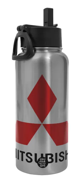 mitsubishi — Metal mug thermo Silver with Straw and Spout Lid (Stainless steel), double wall, 950ml
