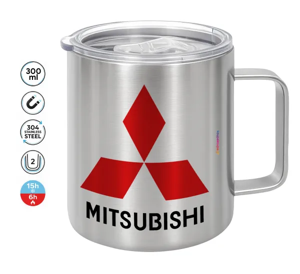 mitsubishi — Double-walled stainless steel mug 300ml with temperature-retaining lid
