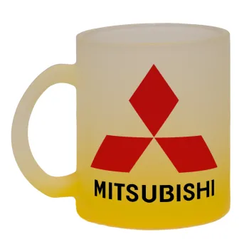 mitsubishi, Κούπα γυάλινη δίχρωμη με βάση το κίτρινο ματ, 330ml