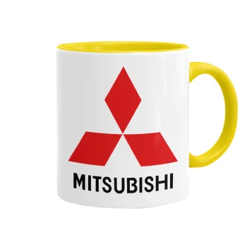 mitsubishi, Κούπα χρωματιστή κίτρινη, κεραμική, 330ml