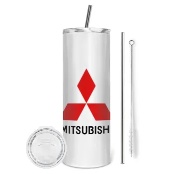 mitsubishi, Tumbler ποτήρι θερμό από ανοξείδωτο ατσάλι 600ml, με μεταλλικό καλαμάκι & βούρτσα καθαρισμού