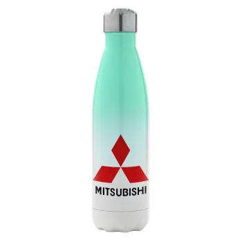 mitsubishi, Μεταλλικό παγούρι θερμός Πράσινο/Λευκό (Stainless steel), διπλού τοιχώματος, 500ml