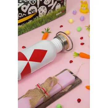 mitsubishi, Πασχαλινή Λαμπάδα με παγούρι μεταλλικό (620ml, stainless steel) & κερί αρωματικό πλακέ (30cm) (ΡΟΖ)