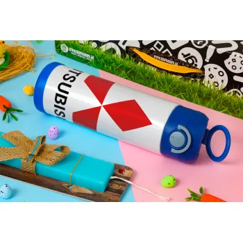 mitsubishi, Easter candle, Childrens hot water bottle, stainless steel, with safety straw, BLUE (500ml)