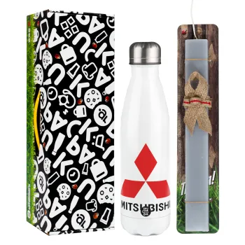 mitsubishi, Easter candle, metallic white thermos bottle (500ml) & aromatic flat candle (30cm) (GRAY)