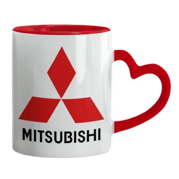 mitsubishi, Κούπα καρδιά χερούλι κόκκινη, κεραμική, 330ml