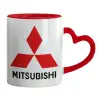 Mug heart red handle, ceramic, 330ml