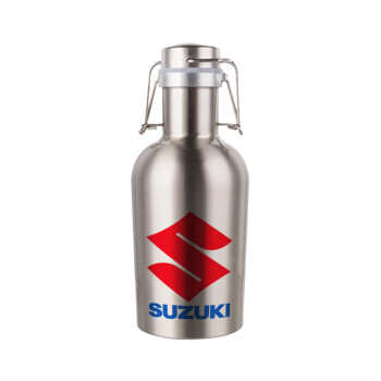 SUZUKI, Μεταλλικό παγούρι Inox (Stainless steel) με καπάκι ασφαλείας 1L