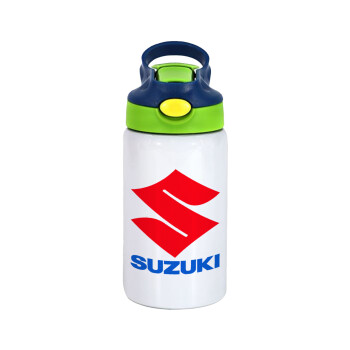 SUZUKI, Παιδικό παγούρι θερμό, ανοξείδωτο, με καλαμάκι ασφαλείας, πράσινο/μπλε (350ml)