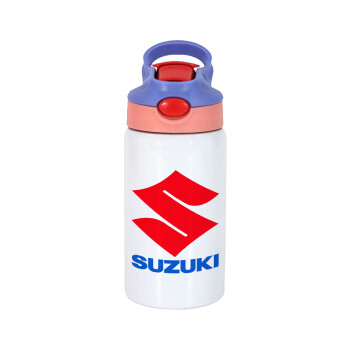 SUZUKI, Children's hot water bottle, stainless steel, with safety straw, pink/purple (350ml)
