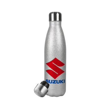 SUZUKI, Metallic Glitter Silver Thermos Flask (Stainless steel), double-walled, 500ml