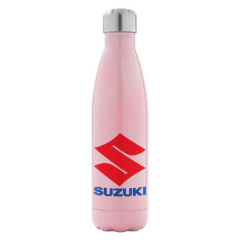 SUZUKI, Μεταλλικό παγούρι θερμός Ροζ Ιριδίζον (Stainless steel), διπλού τοιχώματος, 500ml
