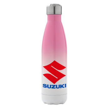 SUZUKI, Metal mug thermos Pink/White (Stainless steel), double wall, 500ml