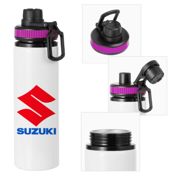 SUZUKI, Metallic water bottle with safety lid, 850ml aluminum