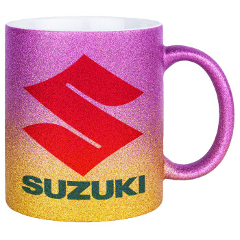 SUZUKI, Κούπα Χρυσή/Ροζ Glitter, κεραμική, 330ml