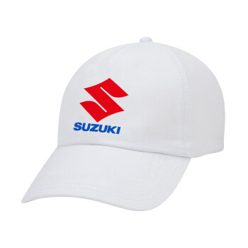 SUZUKI, Καπέλο ενηλίκων Jockey Λευκό (snapback, 5-φύλλο, unisex)