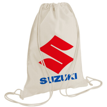 SUZUKI, Τσάντα πλάτης πουγκί GYMBAG natural (28x40cm)