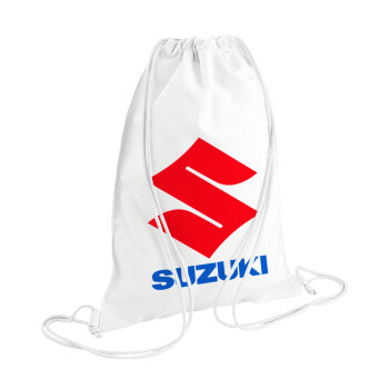 SUZUKI, Τσάντα πλάτης πουγκί GYMBAG λευκή (28x40cm)