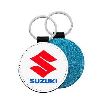 SUZUKI, Μπρελόκ Δερματίνη, στρογγυλό ΜΠΛΕ (5cm)