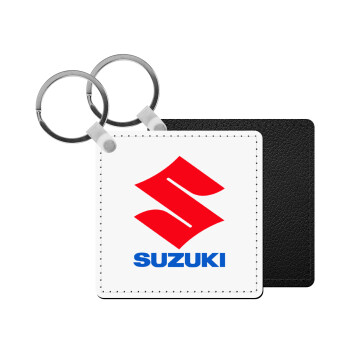 SUZUKI, Μπρελόκ Δερματίνη, τετράγωνο ΜΑΥΡΟ (5x5cm)