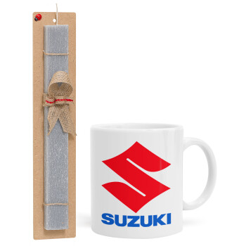 SUZUKI, Πασχαλινό Σετ, Κούπα κεραμική (330ml) & πασχαλινή λαμπάδα αρωματική πλακέ (30cm) (ΓΚΡΙ)