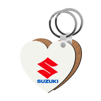 SUZUKI, Μπρελόκ Ξύλινο καρδιά MDF