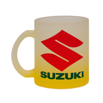 SUZUKI, Κούπα γυάλινη δίχρωμη με βάση το κίτρινο ματ, 330ml