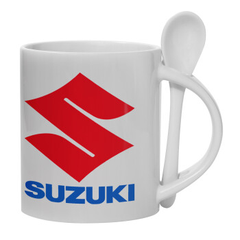 SUZUKI, Ceramic coffee mug with Spoon, 330ml (1pcs)