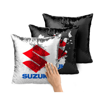 SUZUKI, Μαξιλάρι καναπέ Μαγικό Μαύρο με πούλιες 40x40cm περιέχεται το γέμισμα