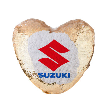 SUZUKI, Μαξιλάρι καναπέ καρδιά Μαγικό Χρυσό με πούλιες 40x40cm περιέχεται το  γέμισμα