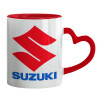 Mug heart red handle, ceramic, 330ml