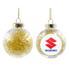 Transparent Christmas tree ball ornament with gold filling 8cm
