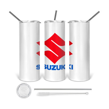 SUZUKI, 360 Eco friendly ποτήρι θερμό (tumbler) από ανοξείδωτο ατσάλι 600ml, με μεταλλικό καλαμάκι & βούρτσα καθαρισμού
