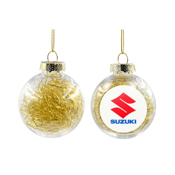 SUZUKI, Χριστουγεννιάτικη μπάλα δένδρου διάφανη με χρυσό γέμισμα 8cm