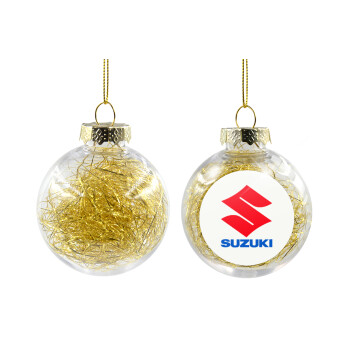 SUZUKI, Transparent Christmas tree ball ornament with gold filling 8cm