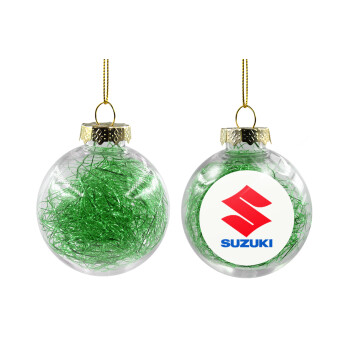 SUZUKI, Χριστουγεννιάτικη μπάλα δένδρου διάφανη με πράσινο γέμισμα 8cm